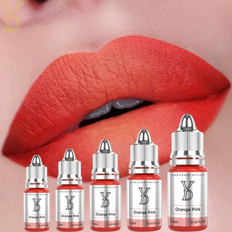 YDPMU Professional Lips Pigment Orange Pink 12ML/bottle Safe Waterproof Body Art Tattoo Pigment Permanent Makeup Tattoo Supplies