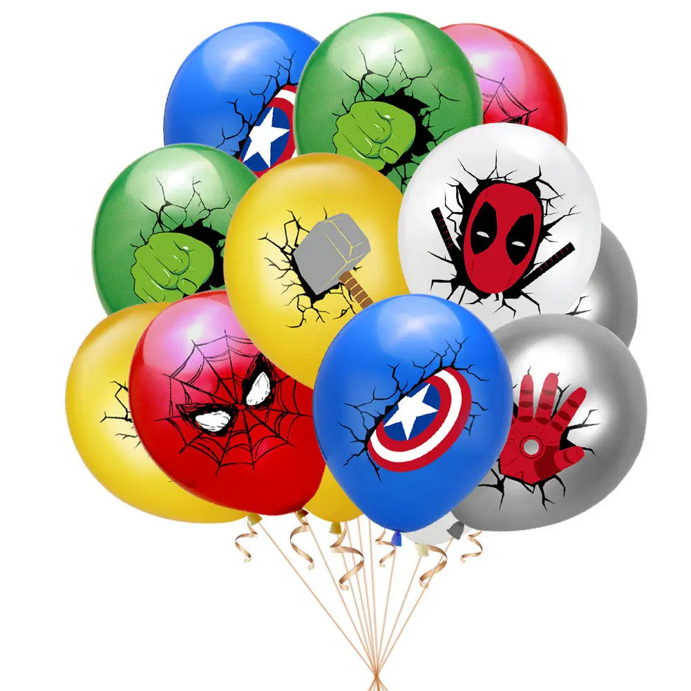 

Marvel Superhero 10 Packs Spider-Man Hulk Iron Man Latex Balloon Children's Birthday Party Avengers Theme Party Supplies