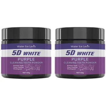 Purple Tooth Cleaning Powder 2 50g bottles - Sulfate-Free, Deep Cleaning and Polishing, Whitens Teeth in 5 Days, Portable for Daily Use and Travel 7
