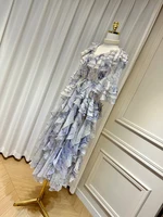 GALCAUR-فساتين نسائية مرقعة بكشكشة, رقبة مستديرة, أكمام فراشة, خصر عالي, مربوط بأربطة, ضرب اللون, أنيق, أنثى 1