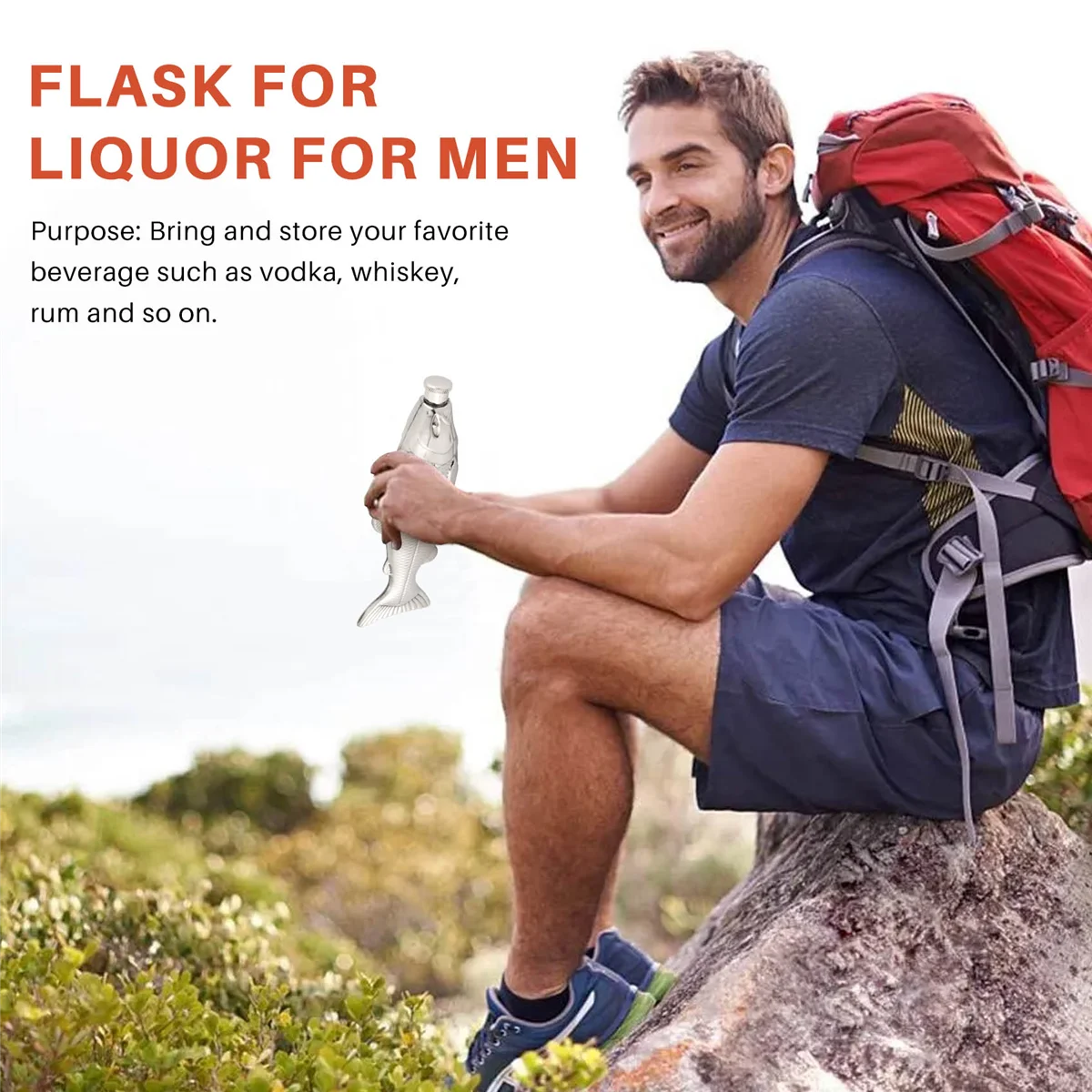 1 Set Fish-Shape Hip Flask 5Oz Bottle Mini Pocket Flask Stainless Steel Party Drinkware for Outdoor