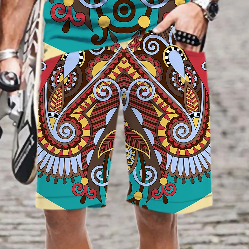 

Men's Shorts Man Retro Pattern Fashion Oversized Mens Clothing Comfortable Cool Casual Swimsuit Quick Dry Funny Elastic Waist