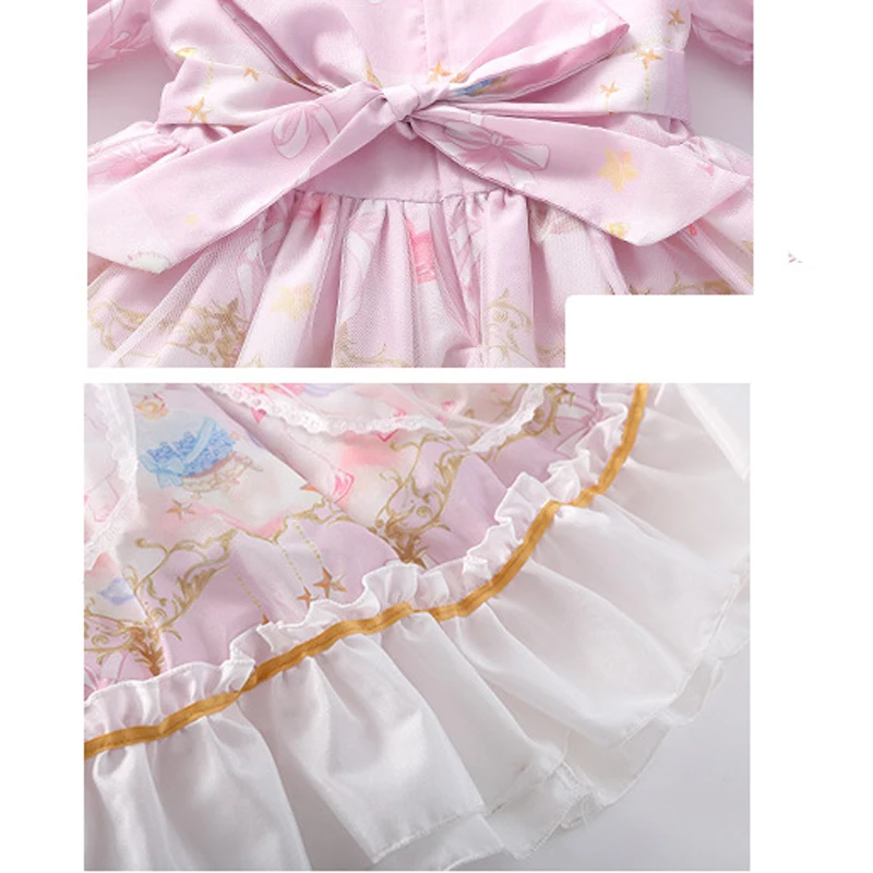 Summer Victorian Retro Lolita Dress for Girls Kid Short Sleeve Maid Costume Girl Child Tutu Skirt For Girl Princess Girls' Dress