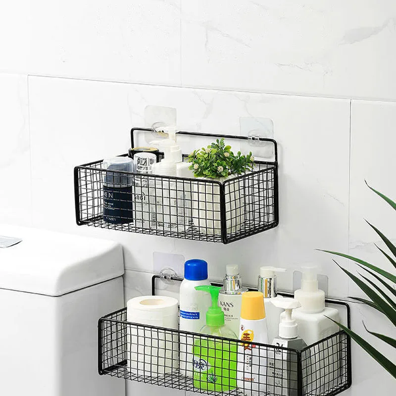 Dropship Shower Wall Shelf Wall Mounted Bathroom Shelves Storage Rack Toilet  WC Accessories Kitchen Free Punch Condiment Storage Baskets to Sell Online  at a Lower Price