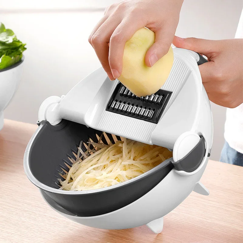 Rotate Vegetable Cutter Manual Slicer Drainer Vegetable Fruit Cutter Mandoline Choppers Grater Carrot Potato Blades Kitchen Tool