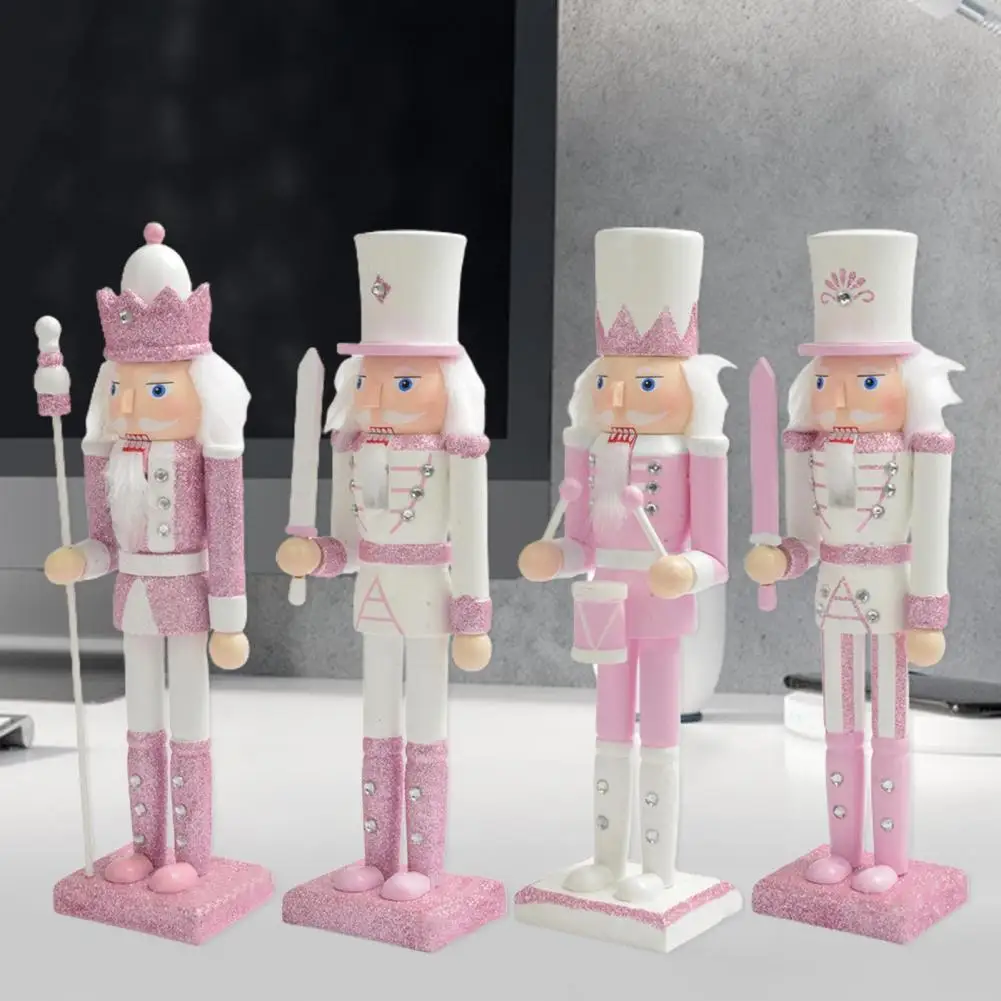 

Excellent Puppet Statue Rhinestone Inlaid Shiny Surface Soldier Ornament Wooden Miniature Puppet Toy Decor