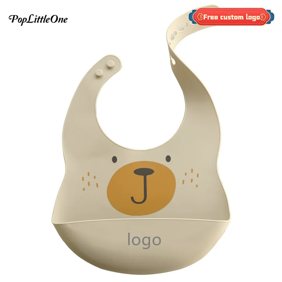 맞춤형 이름 방수 소프트 실리콘 아기 턱받이, 만화 인쇄, 조절 가능한 턱받이 아기 물건 