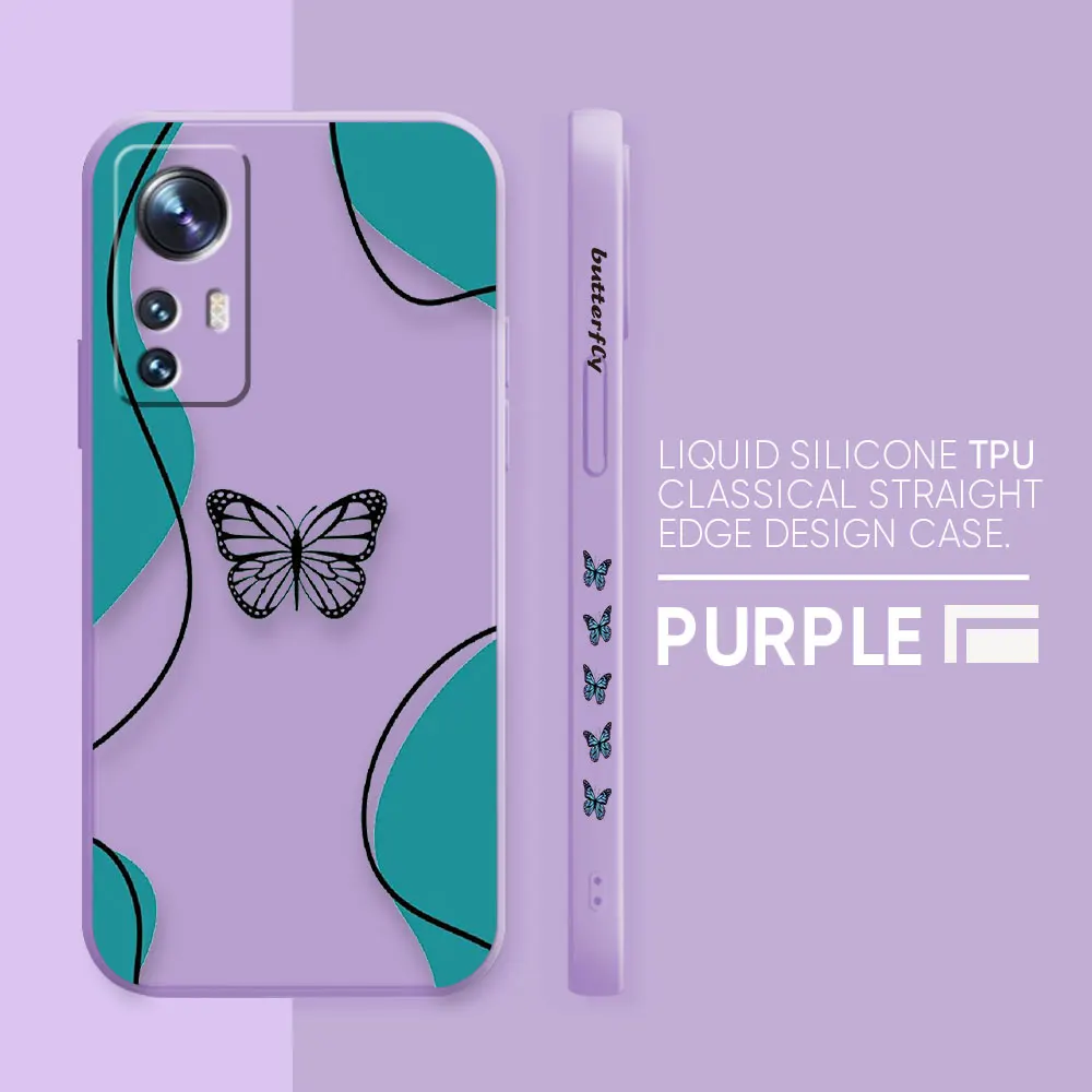 thumbnail image 1 of Case For Xiaomi 13 12 12S 11 11T 10 10S 9 9SE 8 8SE Pro Ultra Lite Colour Simple Liquid Silicone Case Beautiful Butterfly, 1 of 5