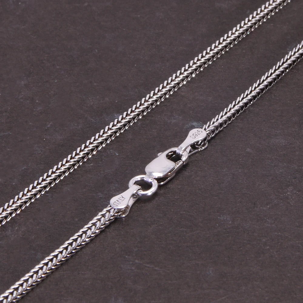 Silver Necklace 925 Sterling Silver Necklace Chain Women And Men Vintage Foxtail 1.6mm Retro Solid Thai Silver Italy Fine Jewelry