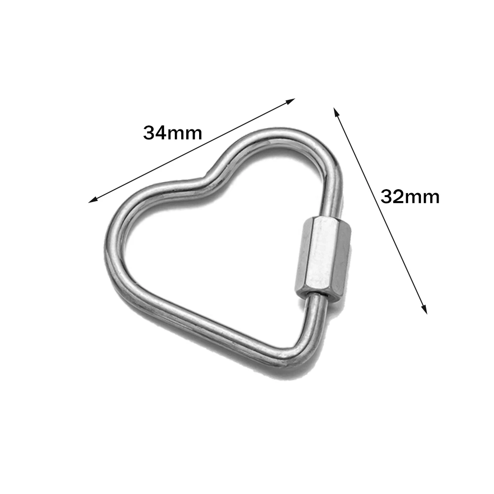 Gold Stainless Steel Heart Screw Carabiner Clips - Set of 5 for DIY Jewelry and Keychain Crafting