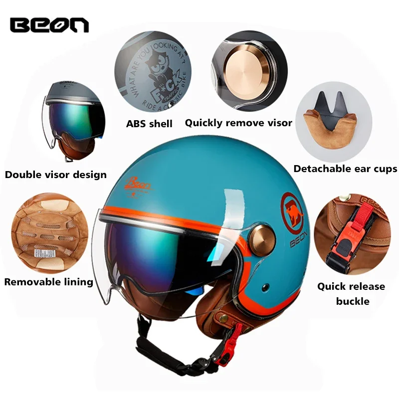 BEON    , 3/4 ܿ Ʈ  ,   , ̵ , Casco Capacete B120 B-120