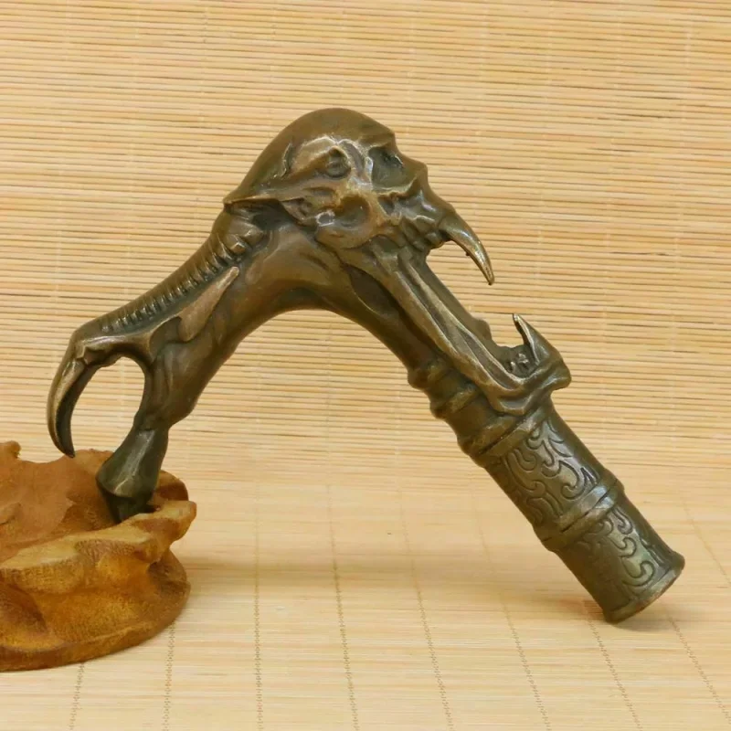 

Chinese Copper Handmade Crutch Head Statue