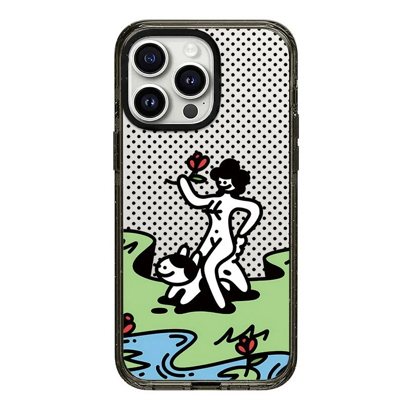 

Upgrade Acrylic Border Girl Cat Phone Case Cover for IPhone 11 12 13 14 15 Pro Max Case for IPhone 15 Pro Max