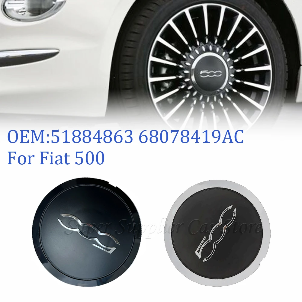 68078421ACForFiat500HubcapWheelsCentre133MmHubCapsSilver