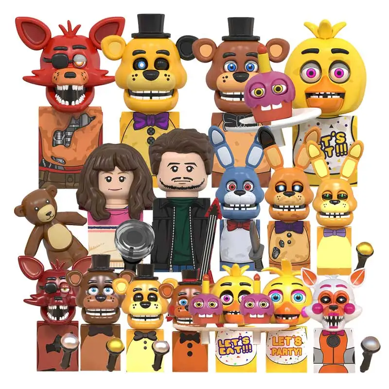 

WM6170 WM6074 WM6097 Horror Games Dolls Mini Bricks Figure Chica Bonnie Foxy Freddy Bear Nightmare Boy Abby Skeleton Thriller