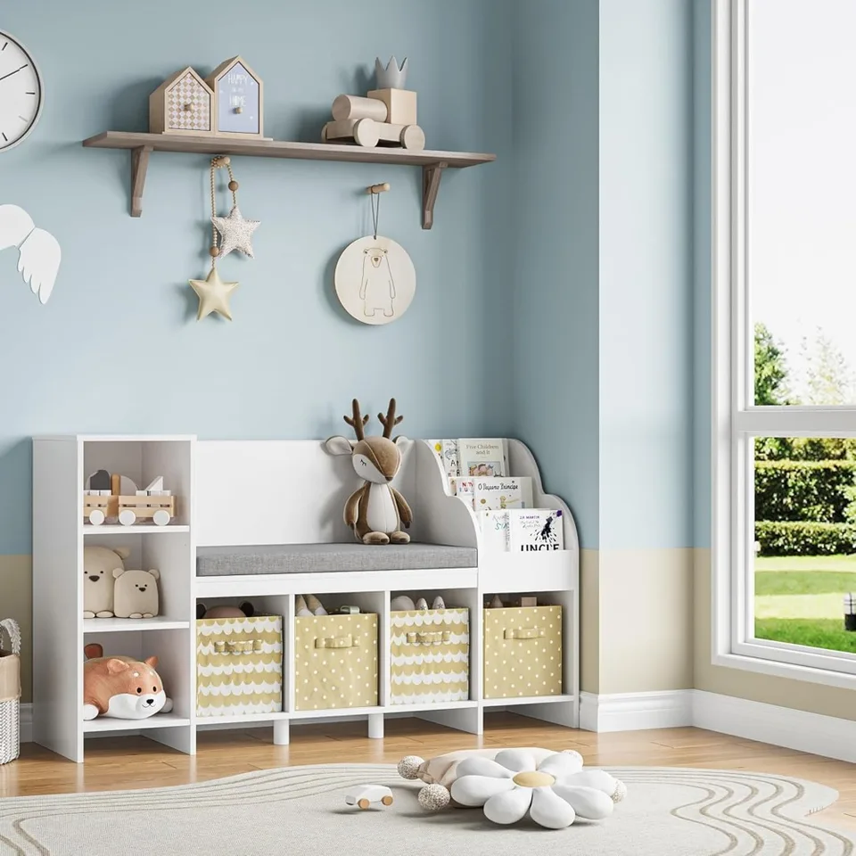 Kids Reading Nook Bookshelf with Seat Cushion
