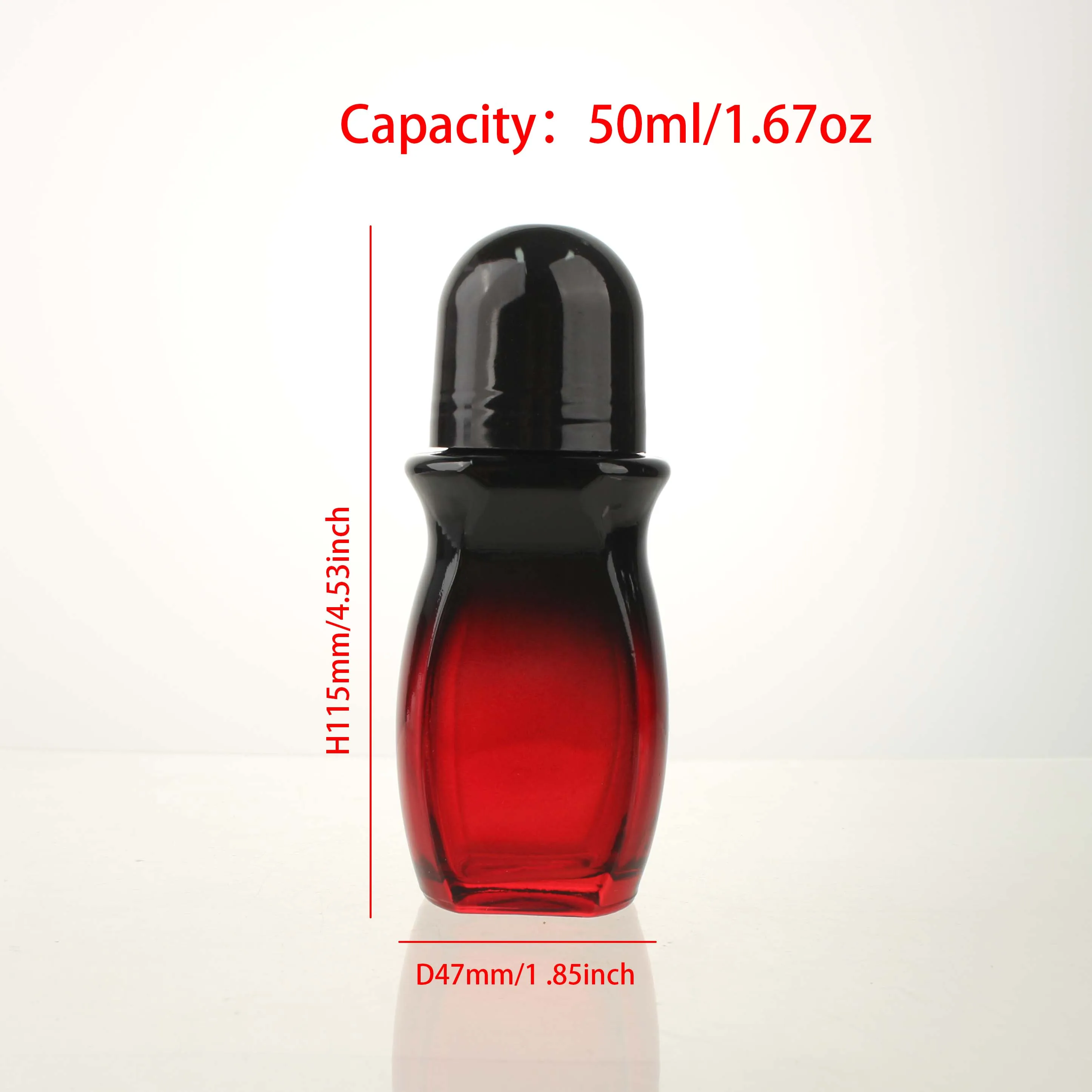 5 flaconi vuoti da 50 ml (1,67 oz) in vetro sfumato rosso con applicatore a rullo per deodorante, contenitori ricaricabili e flaconi roll-on fai da te._voghion.com