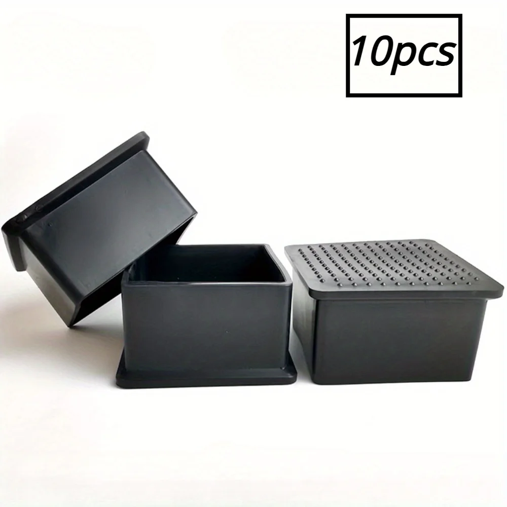 10 Pcs Black Square PVC Soft Rubber Tube Plug Sleeve 60*60mm Protection Gasket Dust Seal End Cover Caps For Pipe Bolt Furniture