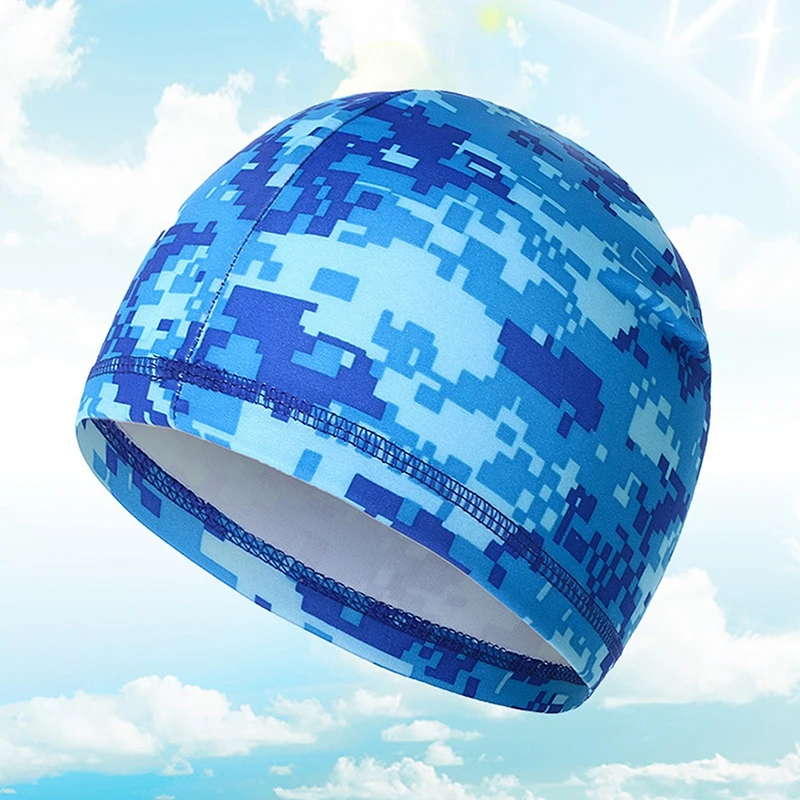 Description Picture 5 of itemSummer Swimming Cap Plus Size Adult Ear Protection Long Hair Cover Outdoor Sports Bathing Caps Brimless Turban Beach Hats Camo