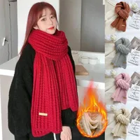 Women Winter Scarf New Korean Woolen Scarf Couple Men And Women Thicken Thermal Warm Knitted Scarf Students Solid Color Scarves