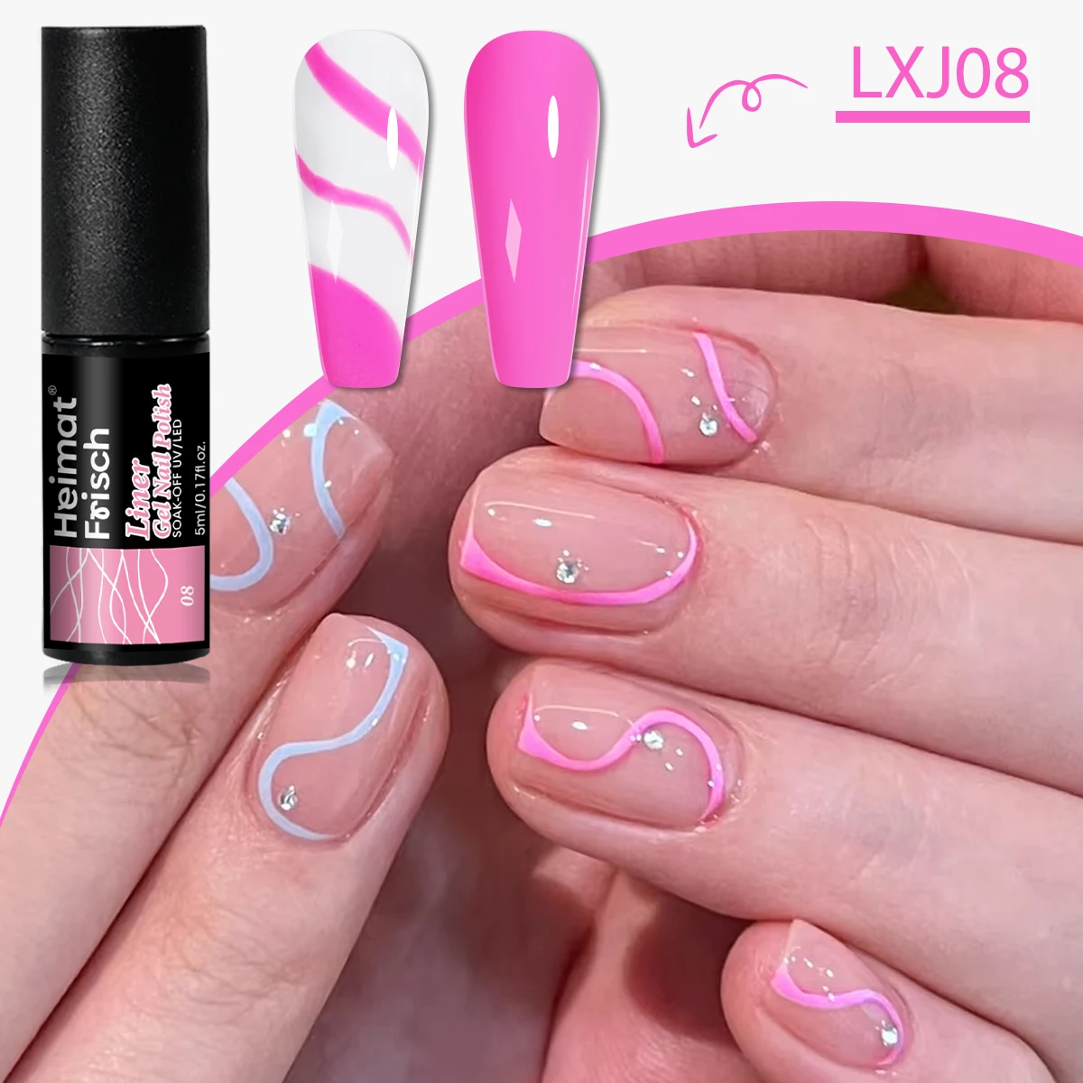 5ml Luxe Gel Nail Polish for Line Art & 3D Chrome Designs
