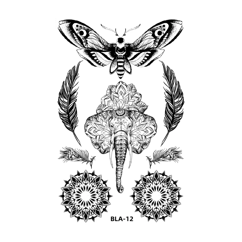 Mandala Blumenmuster Wasserdicht Temporäre Tattoos Aufkleber Lotus Tattoo Body Art Datura Fake Sleeve Tatoo Männer Feder Tatuagens – Detail 23