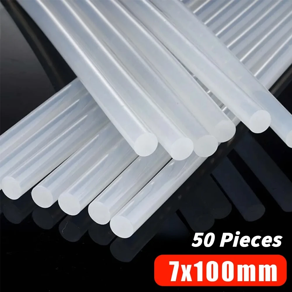 50Pcs Hot Melt Glue Sticks High Temperature Resistant Hot Glue Gun Sticks Rod 7mm High-Adhesive Craft Album DIY Repair Tool 50pcs 5ml 10ml 30ml 50ml needle tip squeeze bottles plastic glue dispenser applicator eliquid bottle scrapbooking craft tool