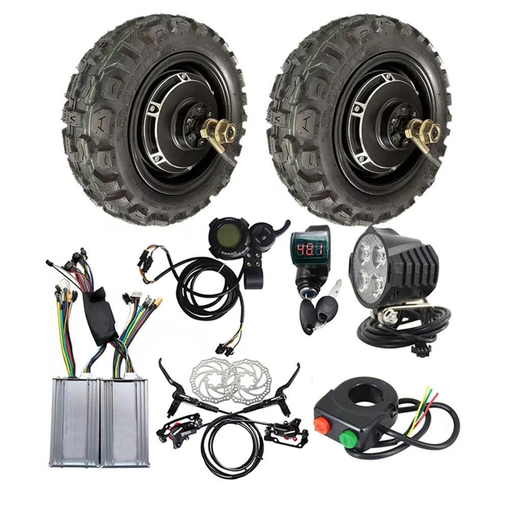 

90/55-6 10 11 Inch 48V 1000W 1500W Brushless Hydraulic Brake Disc Brake Electric DIY Dual Scooter Hub Motor Conversion Kit