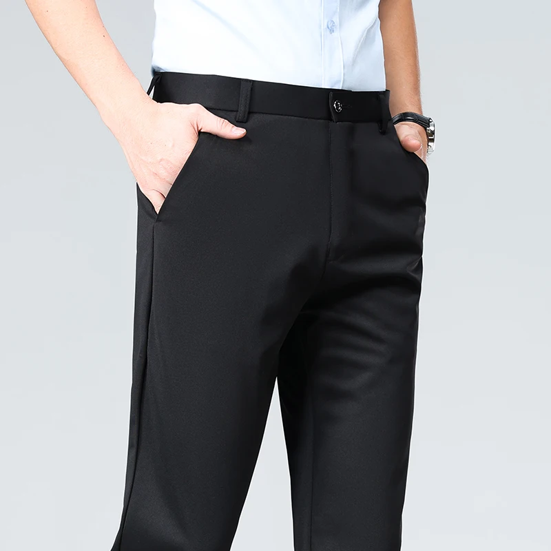 Plus Size Trousers Men Business Suit Pants Stretch Formal Dress Pants Big Man Classic Black Trousers 6