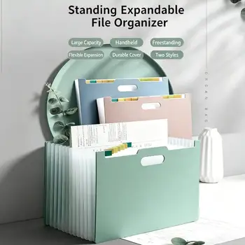 Organizzatore di Documenti a Fisarmonica con 13 Tasche, Cartella Espandibile A4 con Tasca per Etichette per Ufficio, Scuola, Lavoro, Casa, Scrivania