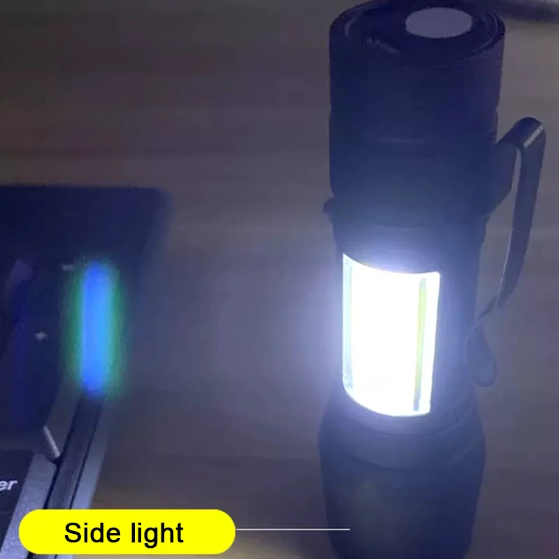 1 2 4pcs Mini LED Flashlight USB Rechargeable Mini Led Flashlight Zoomable High Power Outdoor Camping Portable Light