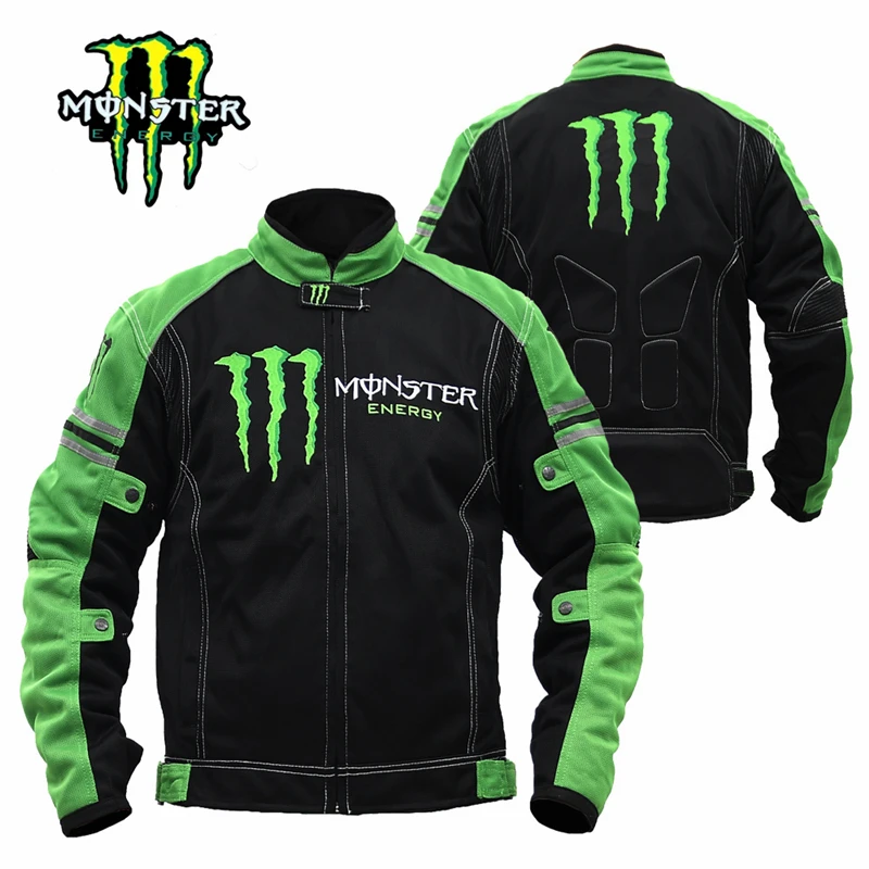 

Костюм для езды на мотоцикле Monster Energy, сетчатая воздухопроницаемая одежда для езды на мотоцикле, с защитой от падения, тонкая гоночная куртка с защитным устройством, на лето