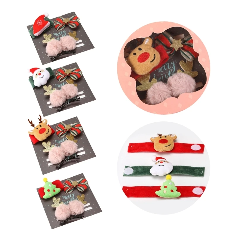 

4pcs Christmas Hairclip Set Festival Party Headdress Cosplay Santa Props Hairhoop Family Party Accessories