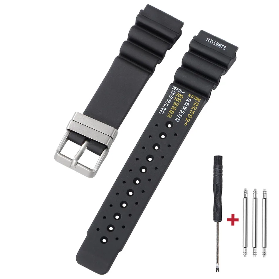 Breathable Silicone Diver Watch Band - Durable Rubber Strap for Water Sports Enthusiasts
