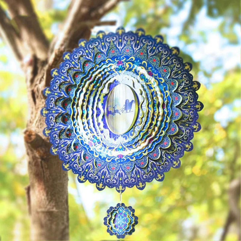 

Stainless Steel Blue Wind Bell For Yard Garden Decor Rotating Hanging Wind Chimes Home Outdoor Decoration Christmas Ornaments