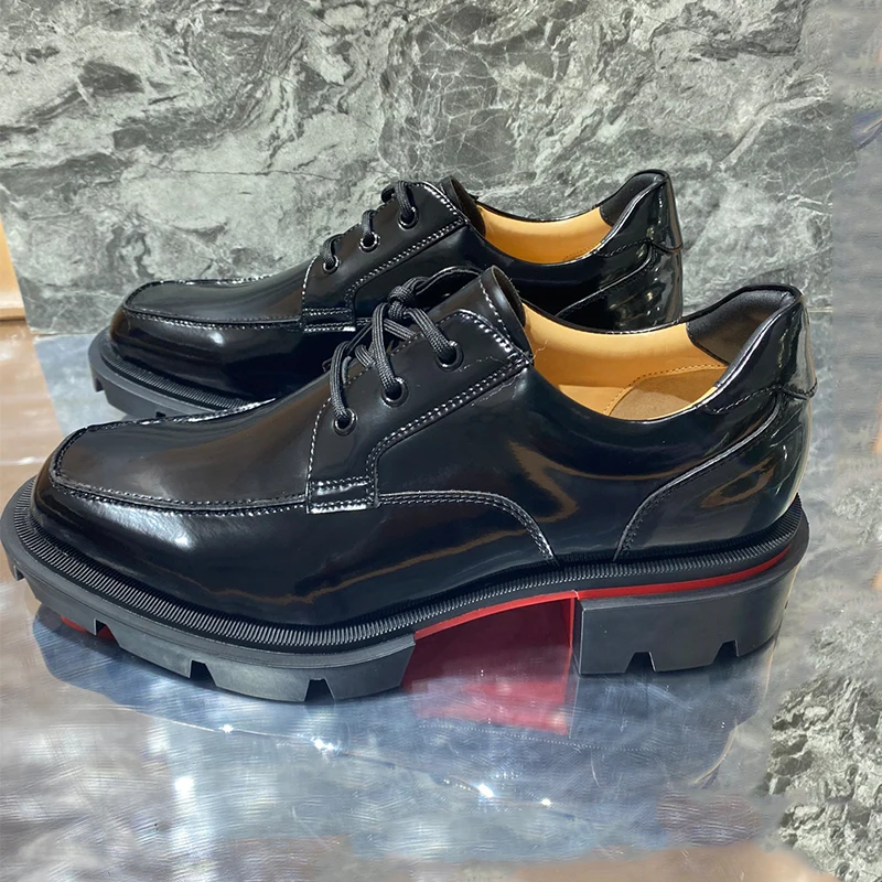 Fashion Men's Black Lace-up Genuine Leather Business Shoes Male Square Toe And Heel Spring Autumn Luxury Oxfords Causal Shoes 4