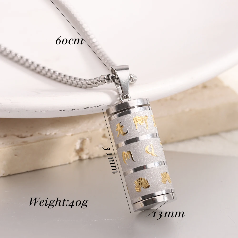 VQYSKO Om Mani Padme Hum Pendant Prayer Wheel Mens And