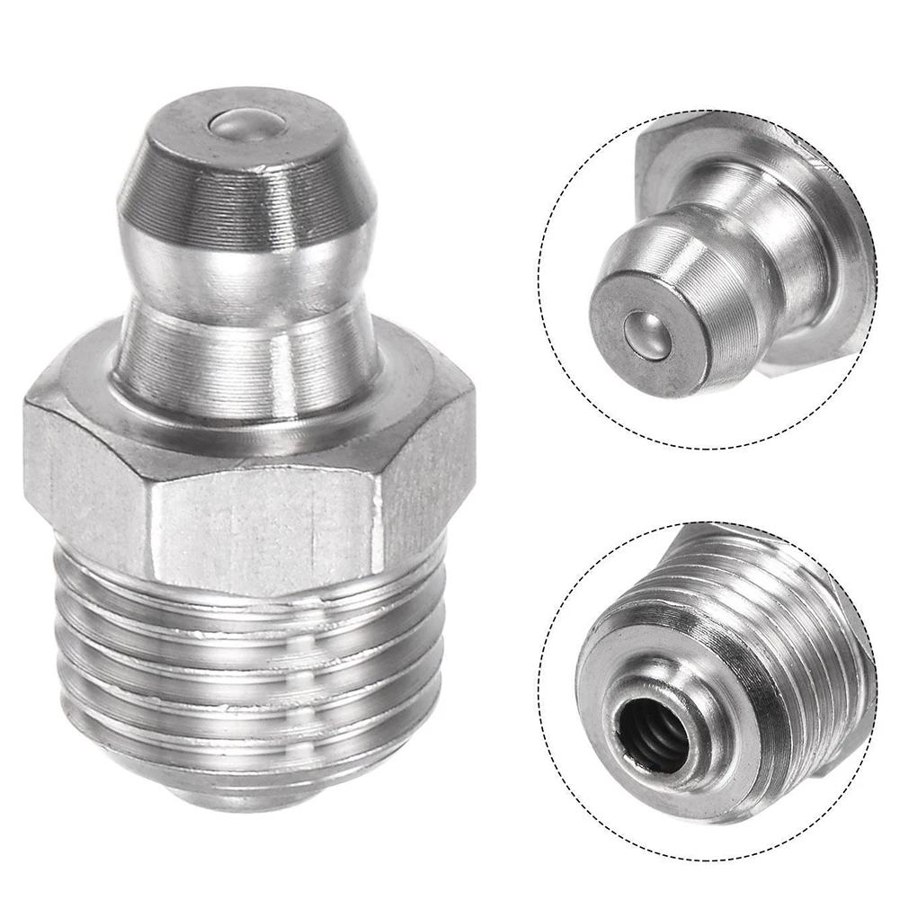 10pcs Stainless Steel Straight Hydraulic Grease Fitting M10 Thread Grease Nipple Connector Grease Accessories