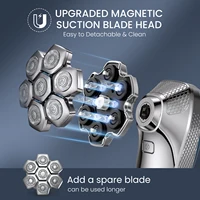KENSEN 5 in 1 Electric Head Shaver Magnetic 7D Floating Blade Men's Grooming Kit Rechargeable Head Shaving Machine Beard Trimmer 2
