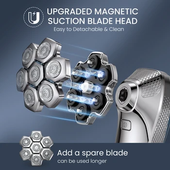 Kensen S18 Electric Head Shaver for Men Rechargeable 7D Floating Cutter Magnetic 5 in 1 Shaver Hair Trimmer Clipper Head Razors 2