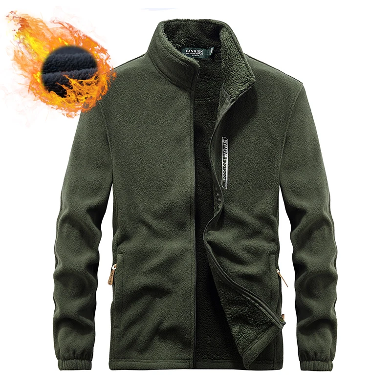 thumbnail image 1 of Chaqueta polar con bolsillos, chaqueta gruesa resistente al frío, abrigo cálido para otoño e invierno, sudaderas gruesas de alta calidad para hombre, 1 of 4