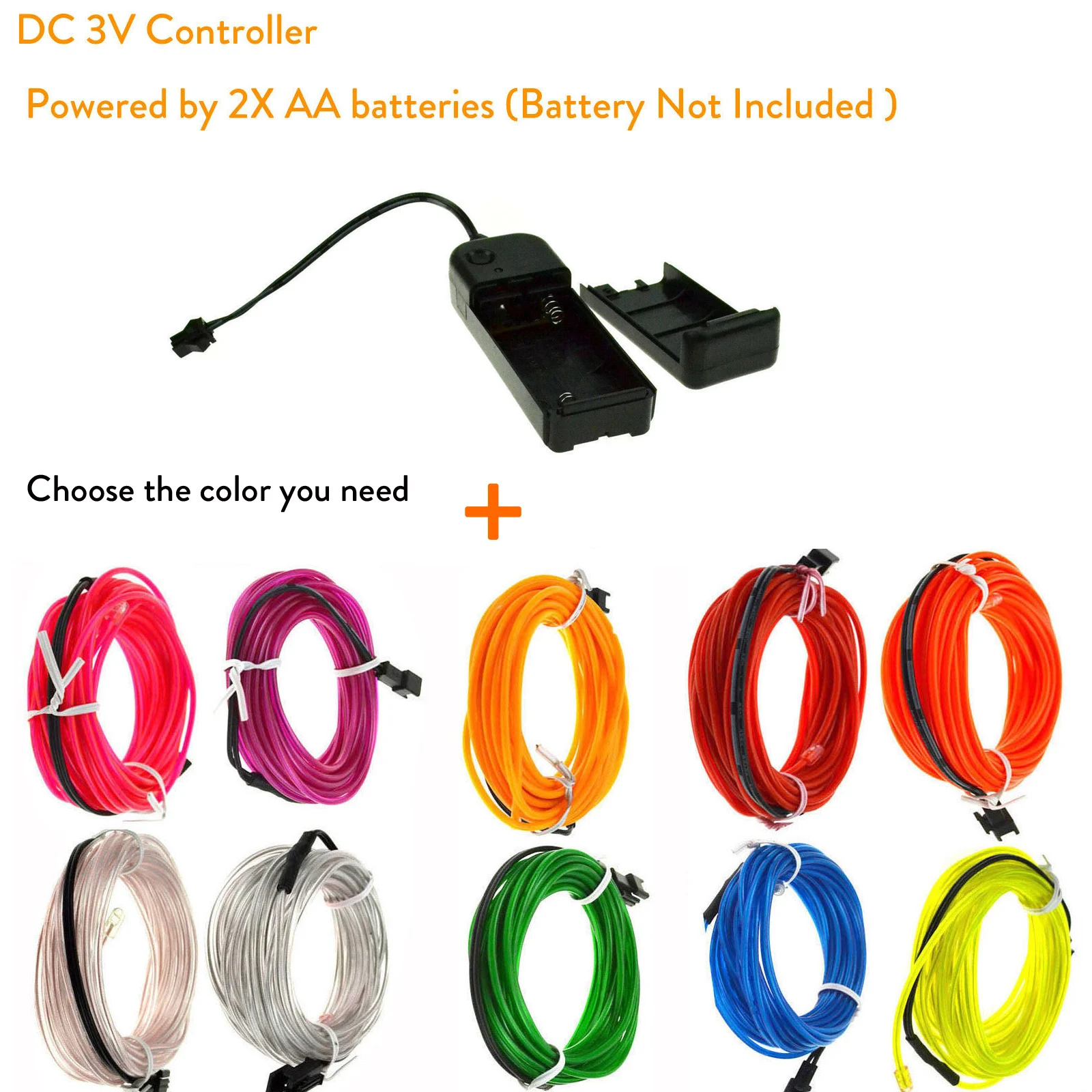 Flexible Neon EL Wire LED Strip – Waterproof Rope for DIY Decor in Red, Blue, Green