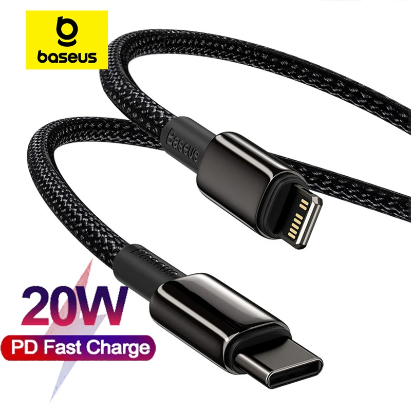 Baseus 20w cabo usb c para iphone xr pd carga rápida para iphone 12 se cabo usb tipo c carregamento rápido para macbook cabo