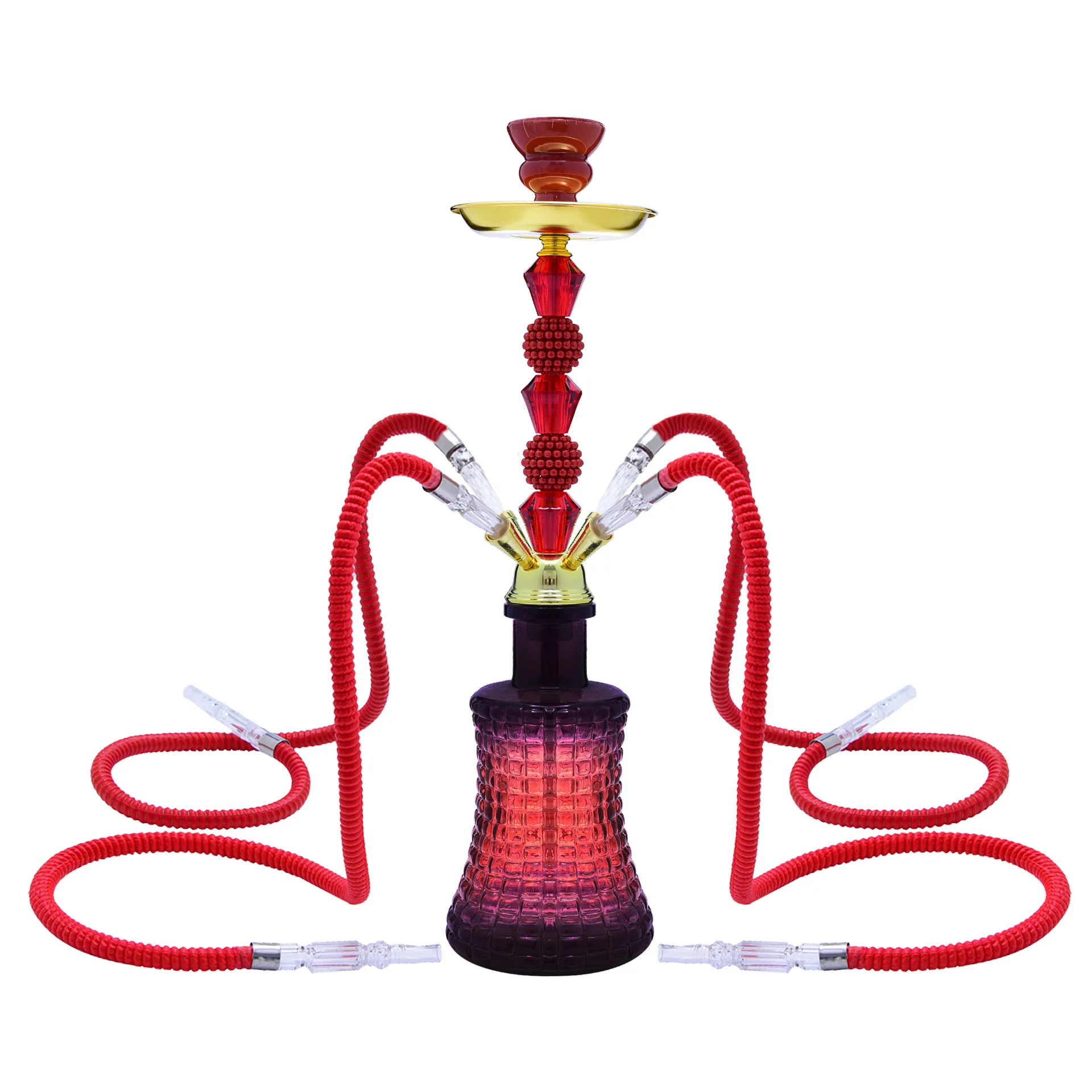 4 Hoses Glass Hookah for Smoking Shisha Pipe Narguile Complete Set Cachimba Chicha Pipa Nargile Accessories Bar Club Party