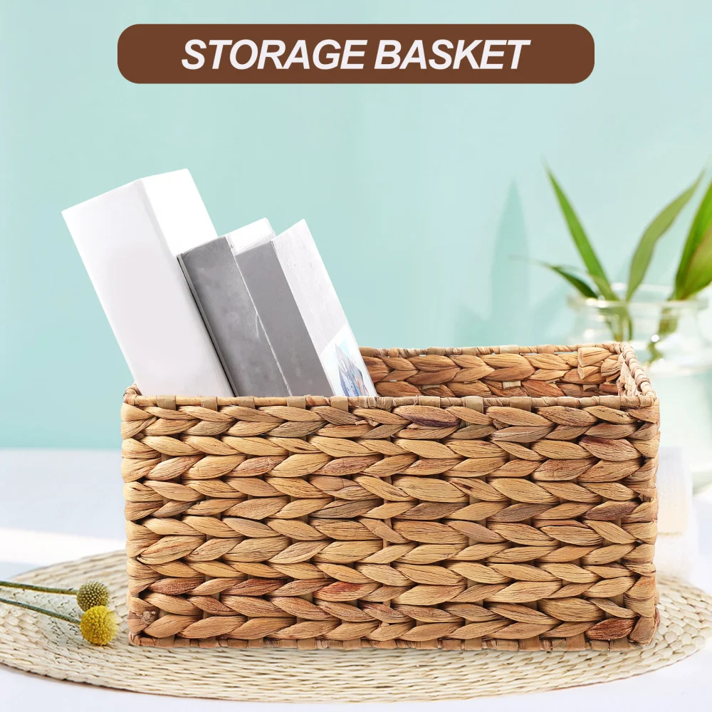 Large Storage Rattan Kitchen Fruit Bowls Mushroom Rattan Laundry Plant Wicker Baskets Flower Bin Desk Rectangle Travel 15in 5