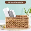 Large Storage Rattan Kitchen Fruit Bowls Mushroom Rattan Laundry Plant Wicker Baskets Flower Bin Desk Rectangle Travel 15in 5