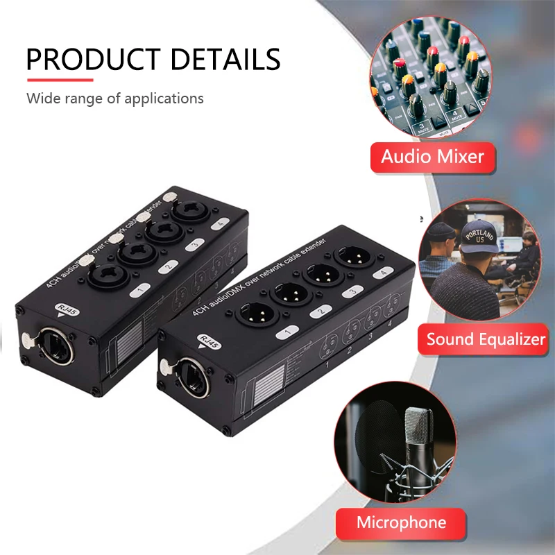 

1Pair 4 Channel 3 Pin Multi Network XLR Cable for Stage Sound Lighting and Recording Studio To RJ45 Ethercon 1 Male + 1 Female
