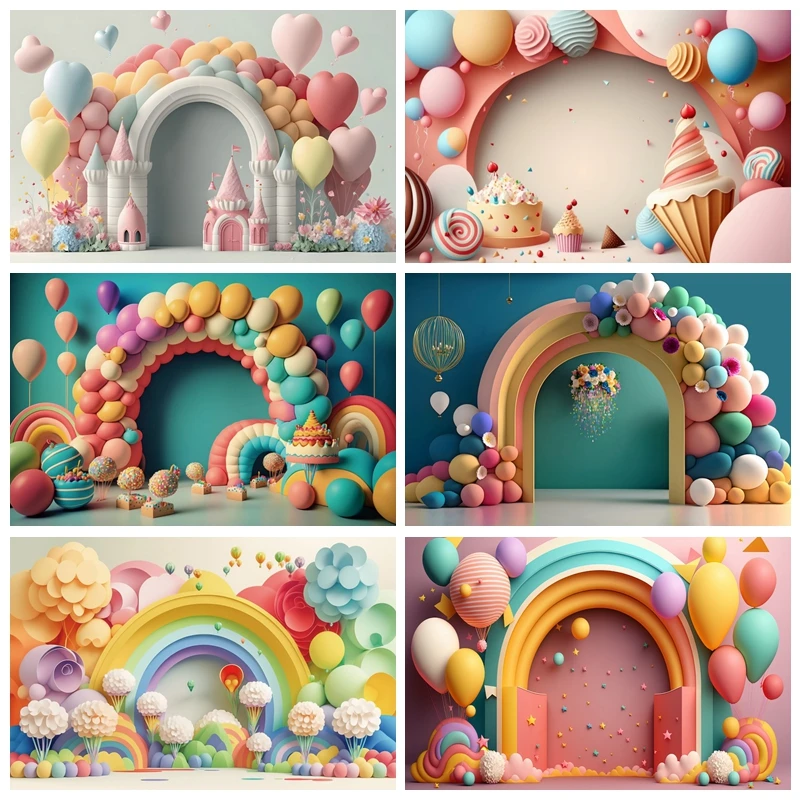 

Newborn Baby 1st Birthday Party Photography Backdrops Balloons Kids Photographic Cakesmash Background Photo Studio Props