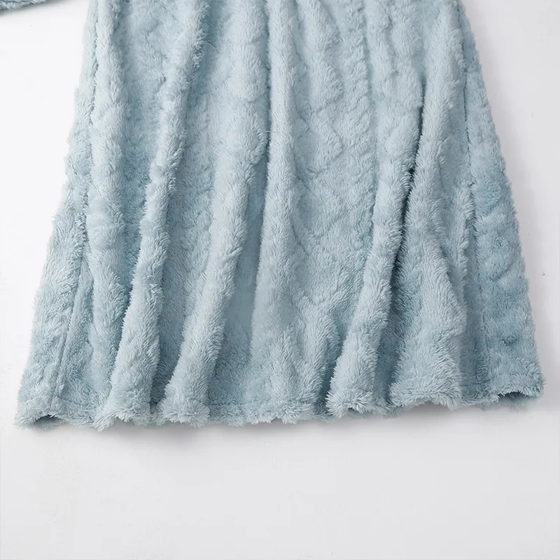 Nightdress For Women Flannel Fleece Warm Nightgowns Coral Velvet Thicken Pockets Sleepwear Winter Pajamas Home Clothes Nightwear