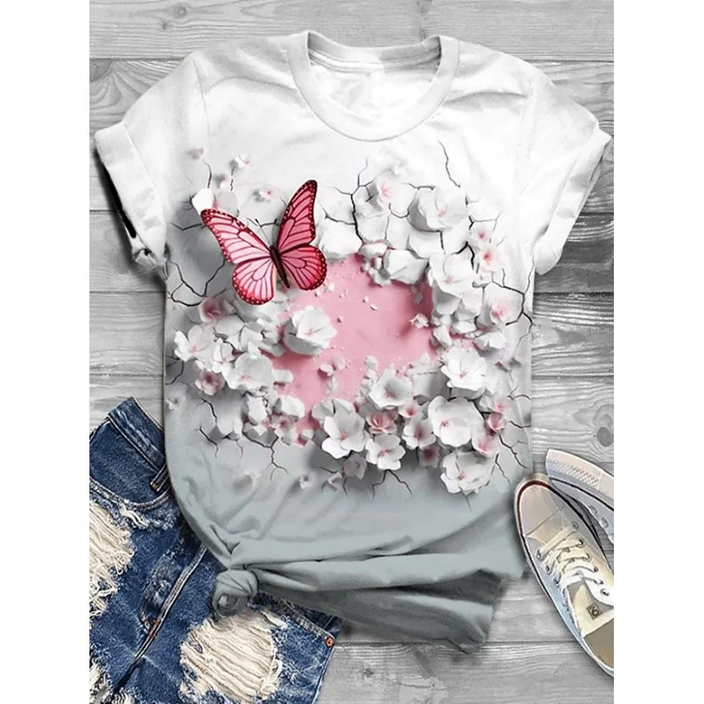 

Women's T-Shirts Cartoon Characters 3d Print Rose T-Shirt Harajuku Casual Short Sleeve Top Tee O Neck Oversized Female Clothing